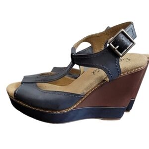 Splendid Leather color block wedge heel